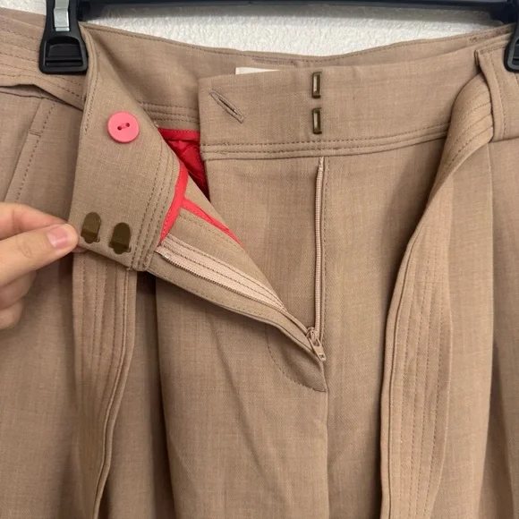 Anthro Maeve New Size 6 Tan Soft Tailored Belted Pleated Wide Leg Trouser Pants